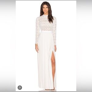 Self-Portrait Pleated Crochet Floral Maxi Dress